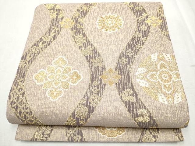 長閑やかさ屋御召しもの●六通柄袋帯 立涌花文 金糸 正絹 珠玉 CABD5620hy