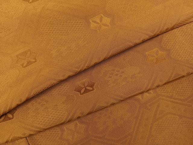 平和屋着物●上質な色無地　有栖川蜀江地紋　黄唐茶色　正絹　逸品　未使用　AABG4159ph｜平和屋