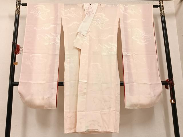 長閑やかさ屋御召しもの●振袖用長襦袢 無双仕立てもの 貝桶花地紋 暈し染め 半衿刺しゅう 正絹 珠玉 未当て嵌める AABG4918ph