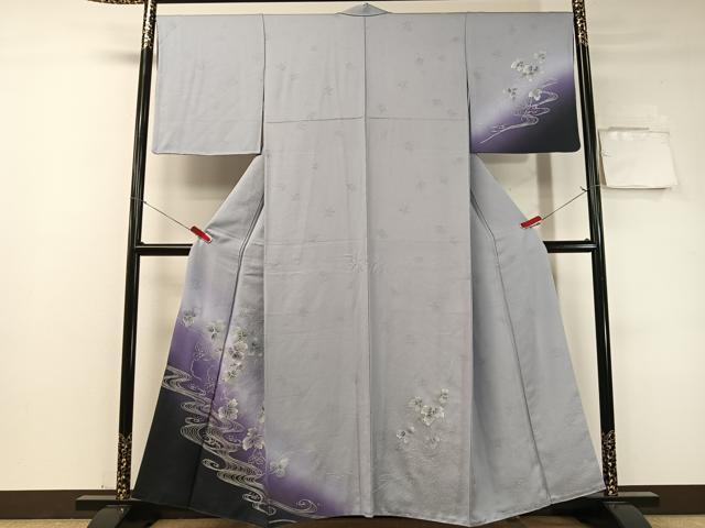 平和屋着物●訪問着　流水藤蔦の葉文　暈し染め　銀彩　やまと誂製　正絹　逸品　CABD8009vp｜平和屋