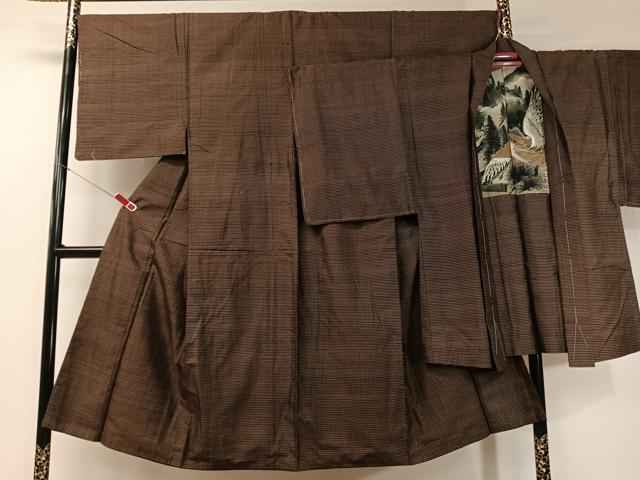 長閑やかさ屋御召しもの●成人男性 紬 合奏団 絣文様 正絹 珠玉 未当て嵌める CABD8022vp