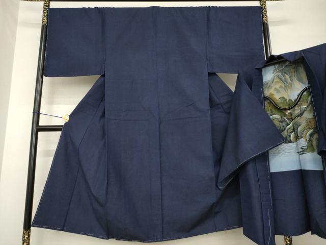 長閑やかさ屋御召しもの●成人男性 紬 合奏団 色無地 青赤銅色 正絹 珠玉 未当て嵌める AABG5877ck