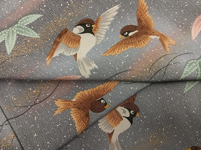 平和屋着物●上質な小紋　雀笹文　暈し染め　正絹　逸品　AABG6522ph｜平和屋 27,885円
