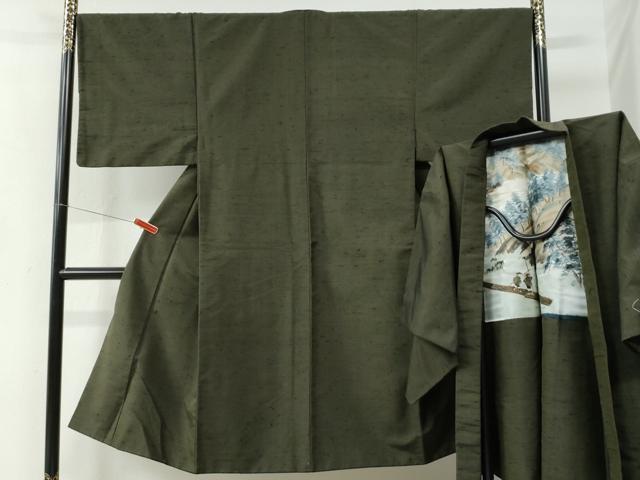 長閑やかさ屋御召しもの●成人男性 紬 合奏団 色無地 長日月赤銅色 正絹 珠玉 CABC7013yc