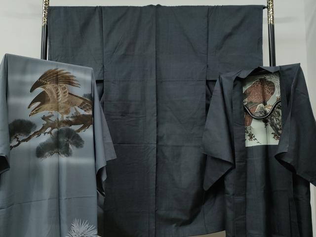 長閑やかさ屋お召しもの●成人男性 発祥地大島紬 合奏団・長襦袢仕掛ける 100亀甲 総端っこ 羽裏・長襦袢：鷹 正絹 珠玉 CABC7125yc