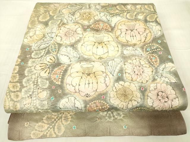 平和屋着物●太鼓柄袋帯　作家物　絞り　辻が花　金通し地　正絹　逸品　DABG0916az｜平和屋 25,350円