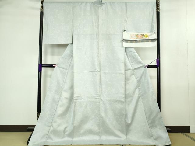 長閑やかさ屋御召しもの●飛び切り 発祥地縞大島紬 白大島 花唐草文 宮之原布切れ謹製 ロング丈 証紙付き添い人 珠玉 DZAB4477kh6