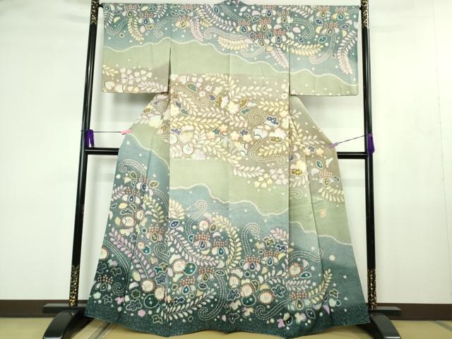 平和屋着物●極上 梅原虎峰 幻の辻が花 訪問着 暈し染め 銀通し地 逸品 DZAB4490kh6