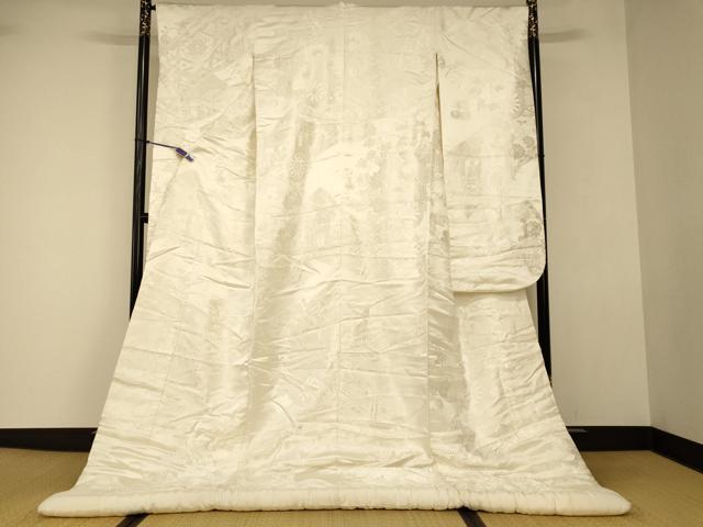 平和屋本店●白打掛 白無垢 和装 婚礼 結婚式 花嫁 神社挙式 唐織 御所車蒔絵草花文 逸品 AABJ2707fw|平和屋