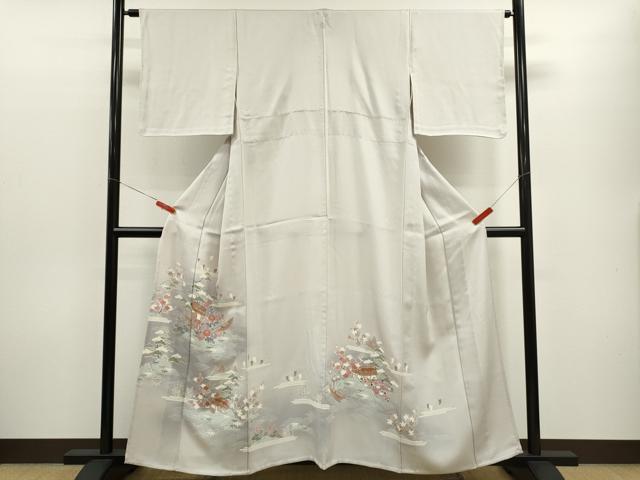 長閑やかさ屋御召しもの▽晴れ晴れしい色留袖 単衣 松竹梅御所車文 正絹 珠玉 CABF3009ze