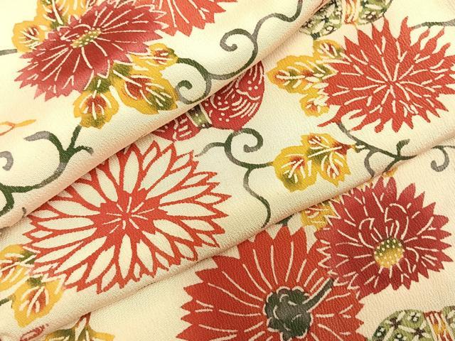 平和屋着物●上質な小紋　紅型　花唐草文　正絹　逸品　AABH0510fy｜平和屋