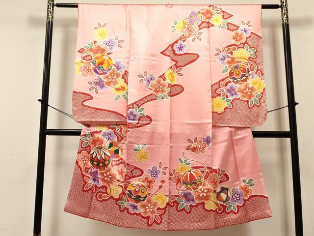平和屋着物[]七五三　女の子　７歳　祝着　四つ身　流水鞠花文　金彩　DABA3985ma｜平和屋