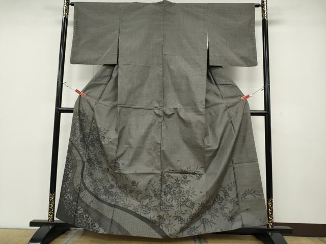 長閑やかさ屋御召しもの●色留短い訪問着 発祥地大島紬 9マルキ 枝花文 正絹 珠玉 CABD0257ut