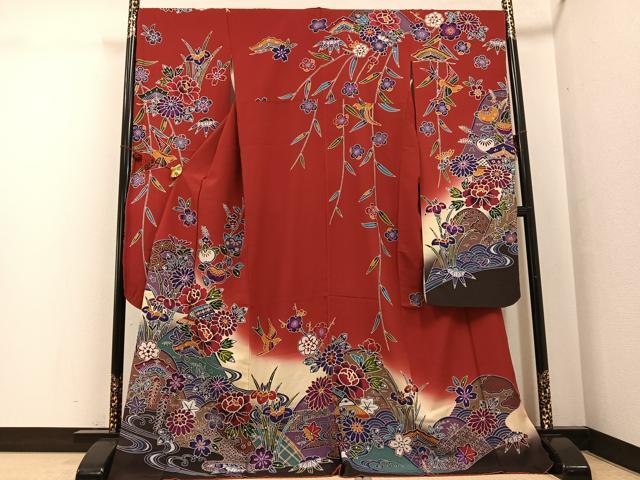 平和屋着物●豪華振袖　紅型　花鳥文　暈し染め　正絹　逸品　AABG3442ph｜平和屋