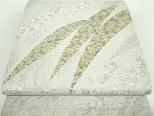 長閑やかさ屋御召しもの●六通柄袋帯 舞桜 枝葉文 現ナマ糸 正絹 珠玉 DABB4992ps