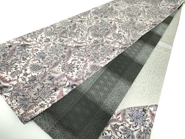 長閑やかさ屋御召しもの●両方向 両面全通柄袋帯 更紗花文 正絹 珠玉 DABB4997ps