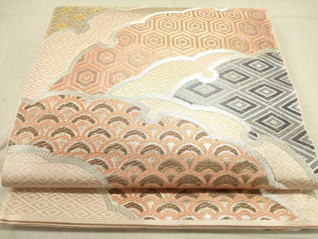 平和屋着物●西陣　川島織物　六通柄　本袋帯　雪輪吉祥文　金銀糸　正絹　逸品　DABD0439op｜平和屋