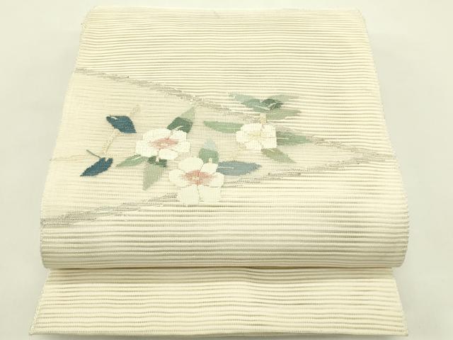 平和屋着物＊夏物 八寸名古屋帯 絽綴れ 草花文 金銀糸 正絹 逸品 CABI5514rv｜平和屋