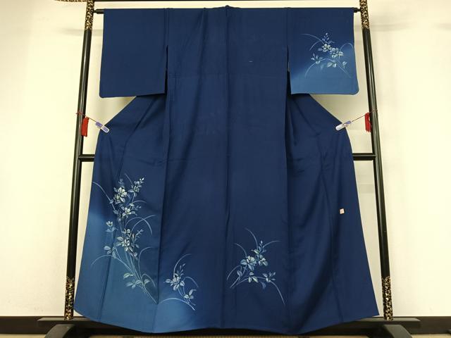 長閑やかさ屋御召しもの▽短い訪問着 単衣 絵描き物 被子植物文 暈し染め さが美取りまわし 正絹 珠玉 AABH5664jh