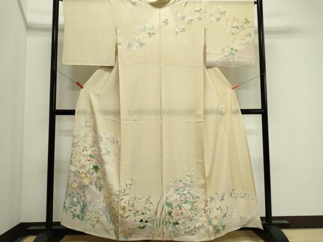 平和屋着物*夏物 高級染元 粋峰 林芳夫 京加賀友禅 訪問着 絽 草花文 暈し染め 正絹 逸品 CABI6514ou|平和屋