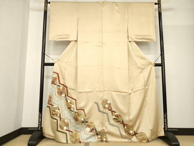 長閑やかさ屋御召しもの●晴れ晴れしい色留袖 駒刺しゅう 花丸文 正絹 珠玉 AABF8969ck