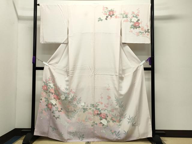 平和屋着物●訪問着　友禅　牡丹花文　暈し染め　正絹　逸品　CABC8257gh｜平和屋