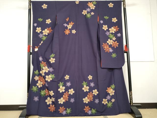 長閑やかさ屋御召しもの●晴れ晴れしい振袖 舞花文 正絹 珠玉 AABG3582cs
