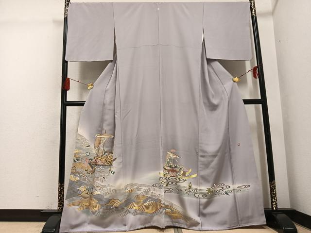 長閑やかさ屋御召しもの●晴れ晴れしい色留袖 友禅 絵描き物 駒刺しゅう 宝舟 暈し染め 金彩 正絹 珠玉 AABG4870ph