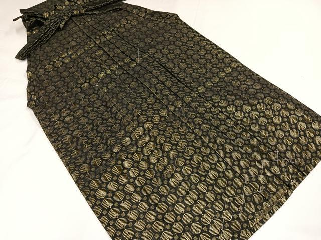 平和屋着物●男性 行灯袴 金襴袴 松葉 黒地 金糸 未使用 AABG4890ph|平和屋