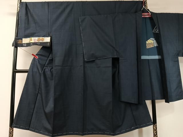 平和屋着物●男性　本場大島紬　アンサンブル　福太郎作　泥染め　100亀甲　総詰め　証紙付き　正絹　逸品　未使用　CABD8038vp｜平和屋