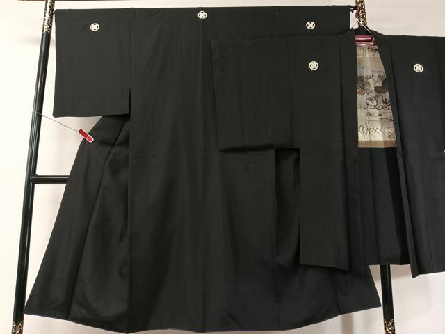 長閑やかさ屋御召しもの●成人男性 黒紋付・羽織書き割り 正絹 珠玉 CABD8052vp