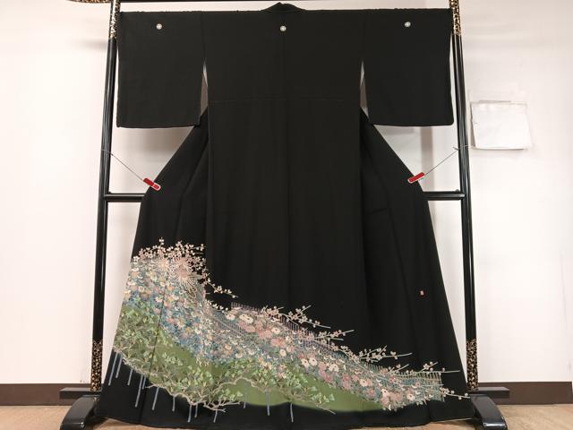 長閑やかさ屋御召しもの●本加賀友禅絵描き 魚津誠 黒留袖 乱菊 正絹 珠玉 CABD8001vp