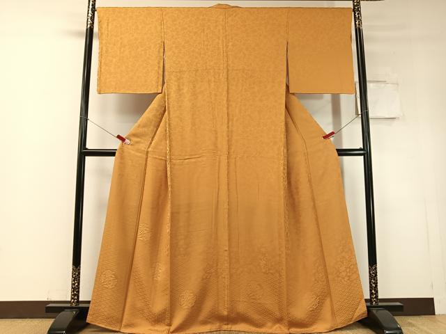 平和屋着物●無地絵羽訪問着　草花丸地紋　狐色　正絹　逸品　CABD8229vp｜平和屋