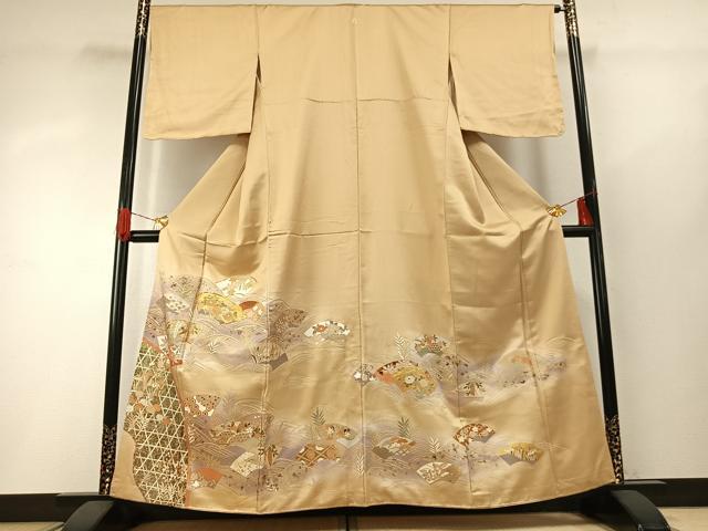 平和屋着物●豪華色留袖　駒刺繍　地紙花文　暈し染め　金銀彩　正絹　逸品　AABG4377fy｜平和屋