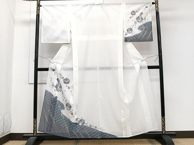 平和屋着物*夏物 訪問着 絽 流水雪輪花蝶文 洗える着物 CABI3939xi|平和屋