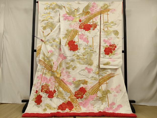 平和屋本店●色打掛　和装　婚礼　結婚式　花嫁　神社挙式　総刺繍　飛鶴花文　金銀糸　逸品　AABJ8247ou｜平和屋