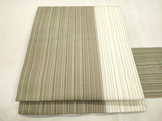 平和屋着物●本場筑前博多織　八寸名古屋帯　縞　正絹　逸品　CABI7340dy｜平和屋