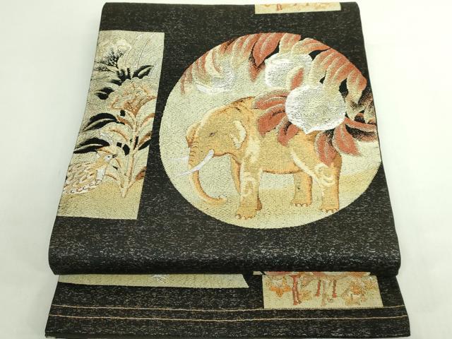 平和屋着物●極上　全通柄袋帯　動物　ゾウ　鹿　鳥　金銀糸　逸品　DZAB5034kh6｜平和屋
