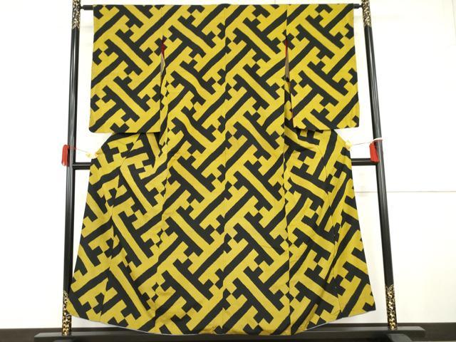 平和屋着物●アンティーク　大正ロマン　紬　紗綾形文　正絹　逸品　AABG9899cs｜平和屋