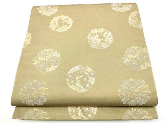 平和屋着物●織物一筋名門　織悦　全通柄　本袋帯　草花丸文　金銀糸　正絹　逸品　CABJ5148hy｜平和屋 27,690円