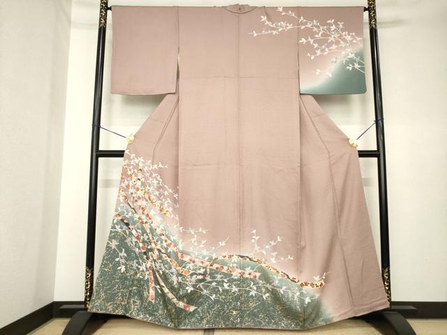 平和屋着物●訪問着　蔓帯花文　暈し染め　金彩　正絹　逸品　AABK3893ck｜平和屋