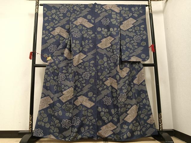 平和屋着物●西洞院辻が花　大脇一心　小振袖　二尺袖　紬地　絞り　花蝶文　正絹　逸品　AABJ0097ph｜平和屋