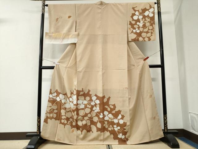 平和屋着物●本塩沢　訪問着　刺繍　秀佳夢きもの　枝葉文　反端付き　正絹　逸品　未使用　CABI2793yc｜平和屋