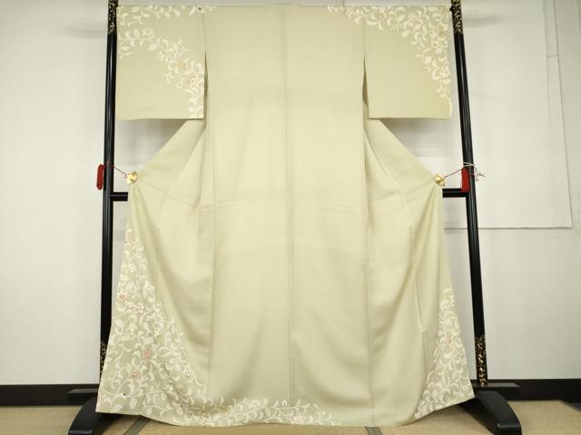 平和屋着物●訪問着　駒刺繍　花唐草文　金彩　正絹　逸品　AABK4572cs｜平和屋