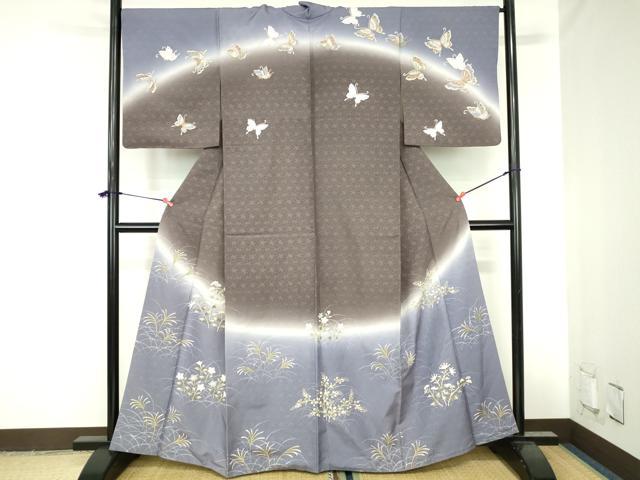 平和屋着物●訪問着　草花文　暈し染め　金彩　正絹　逸品　DABH0755op｜平和屋