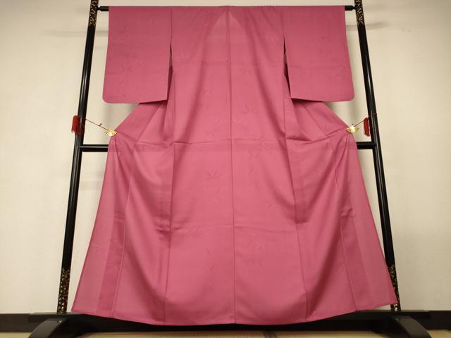 長閑やかさ屋御召しもの＊夏物 色無地 絽 笹竹紋紗 真緋色 正絹 珠玉 AABG5490jd