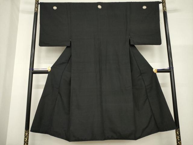 平和屋着物●男性 黒紋付 紬地 正絹 逸品 AABG5845ck|平和屋