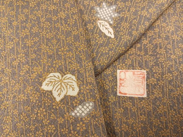平和屋着物●上質な小紋　作家物　草花文　正絹　逸品　AABG6559ph｜平和屋