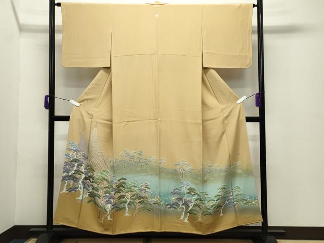 長閑やかさ屋御召しもの●本加賀友禅絵描き 黒田勲 色留袖 見晴らし松文 暈し染め 正絹 珠玉 未当て嵌める CABC8367gh