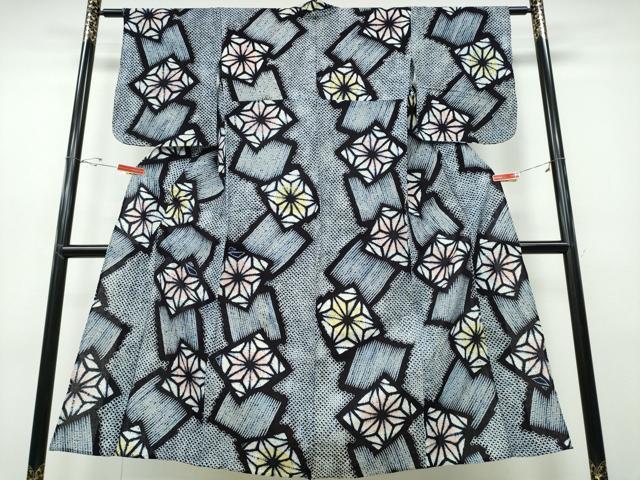 平和屋着物∴夏物 浴衣 有松鳴海絞り 色紙重ね麻の葉文様 綿 逸品 CABD2556ng